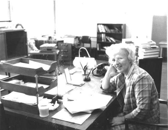 firstlibraryoldschool.jpg - Mrs. Margaret Fulk, Western Piedmont Librarian at Old Central School Library.