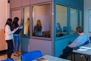 WPCC Human Services students observe a counseling session in the training room in Carr Hall