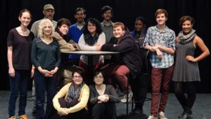 A group of WPCC drama students pose on the stage in Phifer Hall