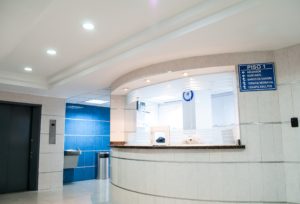 Hospital front desk.