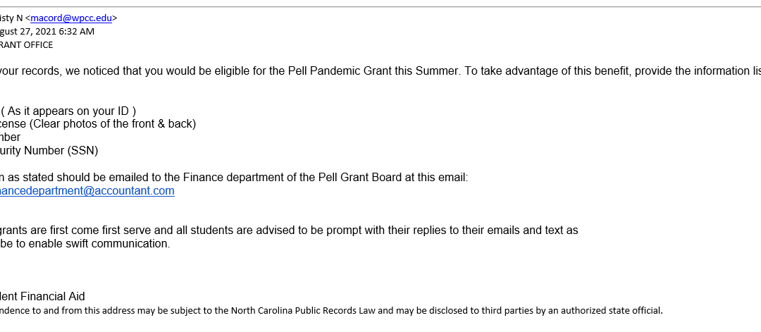 Alert for Phishing E-Mail