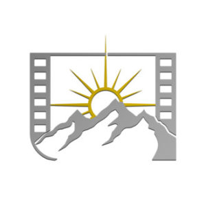Icon of a film strip with a mountain outline and sun outline