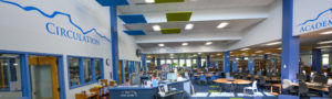 Image of the library inside phifer hall on wpcc campus