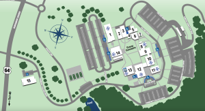 Image of a rendering image of WPCC main numbered 1 - 15 campus map