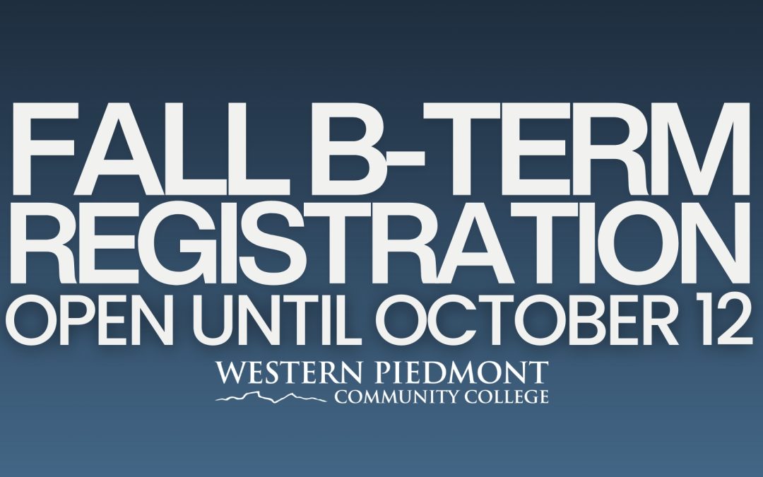 fall b-term registration open until october 12 with white wpcc logo