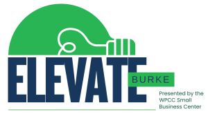 Elevate burke logo presented by the wpcc small business center.