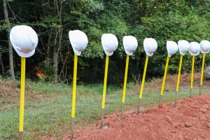 Safety hats on shovels